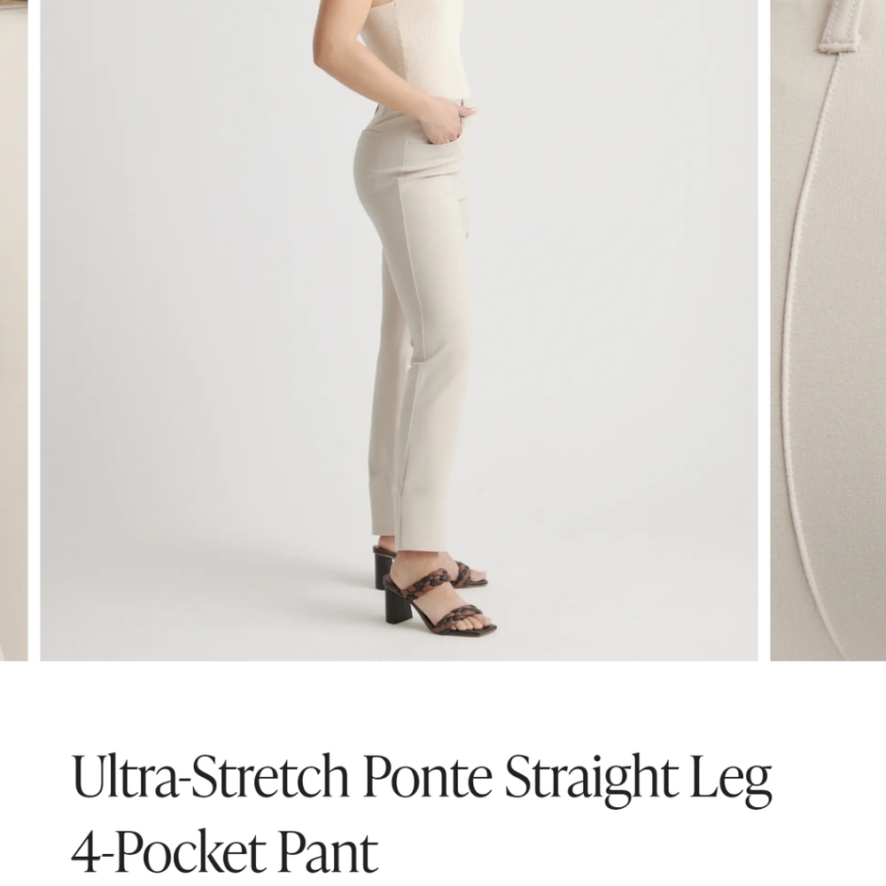 Quince Ultra 4 Pocket Ponte Straight Leg Pants In BLACK - Picture 6 of 11